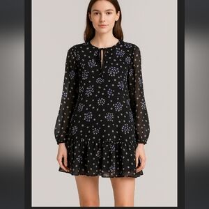 Urban Outfitters Black Floral Long Sleeve Mini Dress | Size S/P